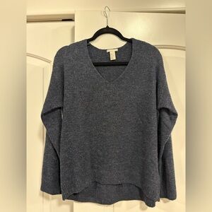 H&M Heathered Blue V-Neck Sweater